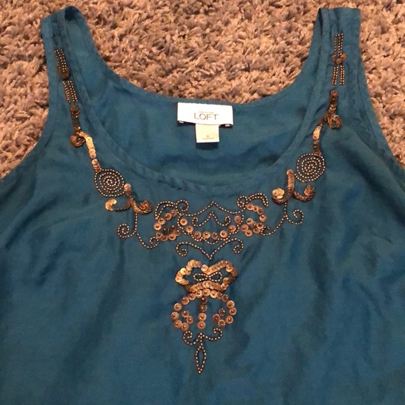 Cotton Silk blend tank with beautiful neck decor - Picture 2 of 5